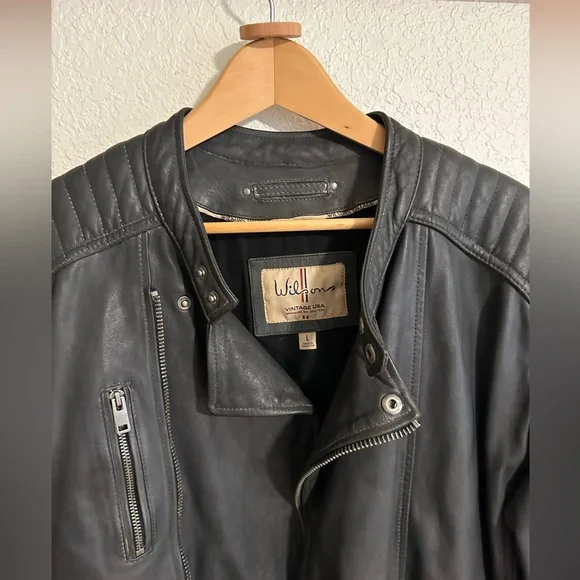 Leather Moto Jacket Wilson’s Vintage Line L - Picture 3 of 9